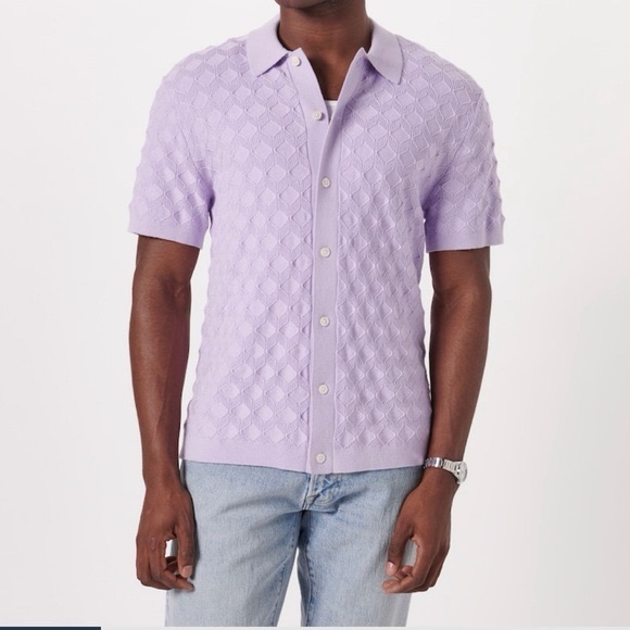 Abercrombie & Fitch Other - Men’s A&F Geometric Stitch Button-Through Sweater Polo Light Purple